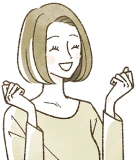 喜ぶロングヘアの女性